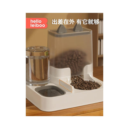 Cat bowl dog bowl stainless steel cat food bowl cat food automatic feeder integrated drinking and feeding system cat bowl pet double bowl image 0