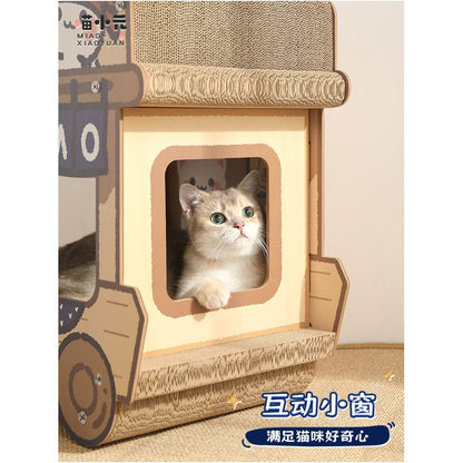 Meow Xiaoyuan Meow Cooking Car Cat Scratch Board Wear resistant and not easy to fall debris Large corrugated double layer integrated cat scratch board nest image 3