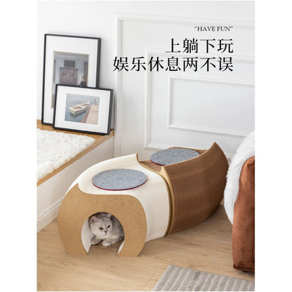 Eighteen paper folding cat tunnel stool pet cat channel toy creative shoe changing kraft paper coffee table stool sofa stool image 1