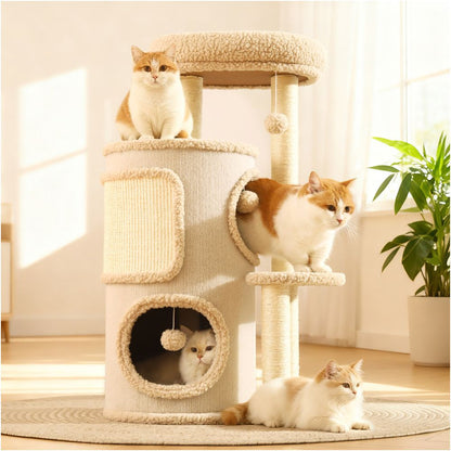 Cat climbing frame small household unit no occupation tree hole cat nest integrated all season universal multi layer double layer jumping platform sisal bucket image 0
