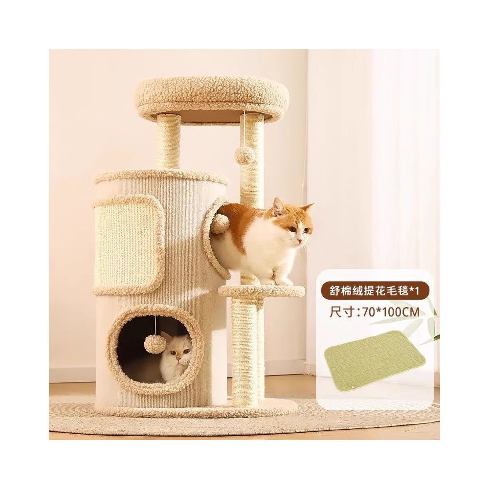 多功能一體式貓跳台｜四季通用樹洞貓窩，雙層加厚劍麻貓抓桶，不佔空間多層跳躍平台，極簡室內貓咪娛樂別墅