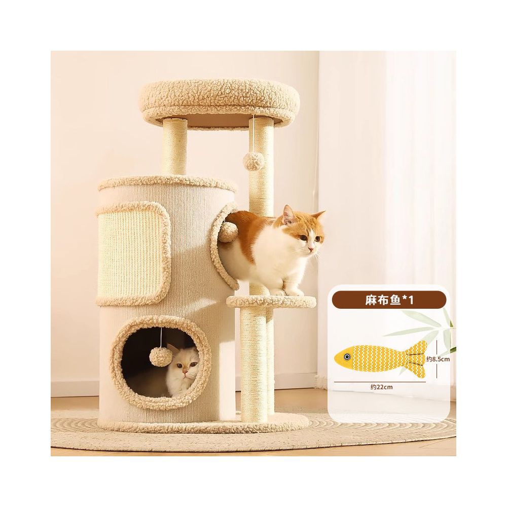 多功能一體式貓跳台｜四季通用樹洞貓窩，雙層加厚劍麻貓抓桶，不佔空間多層跳躍平台，極簡室內貓咪娛樂別墅