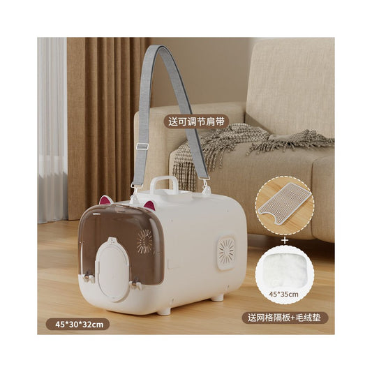【抗壓頭等艙】全功能寵物運輸箱｜太空艙視窗+斜背手提兩用，大容量抗衝擊貓咪外出箱，航空標準寵物籠，緩解焦慮之專業避震貓托運箱