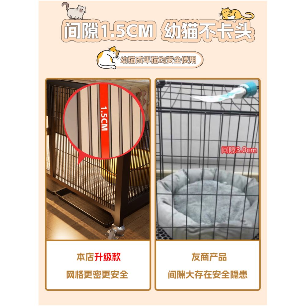 Cat cages for home use indoor use kittens and adults suitable for villas with a litter box extra large space and minimal footprint image 1
