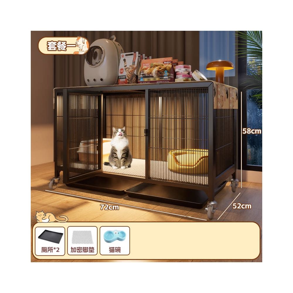 實木豪華貓別墅｜自帶隱藏式貓砂盆，小坪數首選「低佔地、大空間」室內貓櫃，幼貓成貓通用多層貓屋