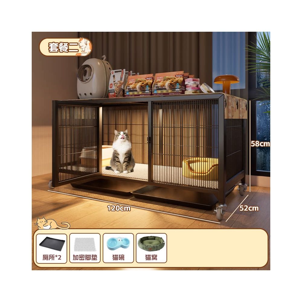 實木豪華貓別墅｜自帶隱藏式貓砂盆，小坪數首選「低佔地、大空間」室內貓櫃，幼貓成貓通用多層貓屋