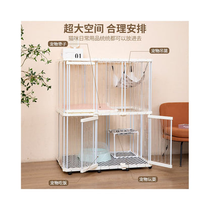Transparent cat cage for home use indoor villa style extra large free space cat house cat nest integrated image 4