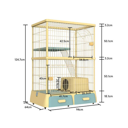 一體化貓砂盆貓別墅｜自帶隱藏式廁所，室內超大空間貓屋，多功能省空間貓櫃別墅