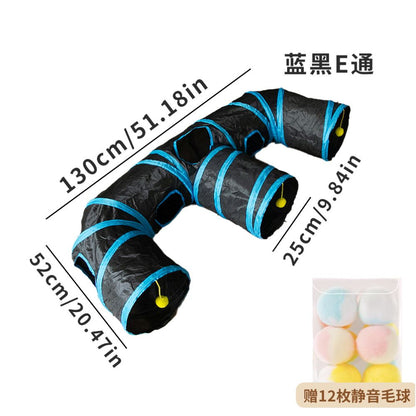 【Petko 官方】彩虹大型貓隧道｜多貓互動伸縮貓通道，加長版大口徑摺疊貓玩具