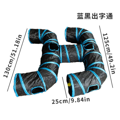 【Petko 官方】彩虹大型貓隧道｜多貓互動伸縮貓通道，加長版大口徑摺疊貓玩具