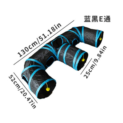 【Petko 官方】彩虹大型貓隧道｜多貓互動伸縮貓通道，加長版大口徑摺疊貓玩具