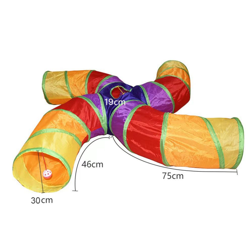 【Petko 官方】彩虹大型貓隧道｜多貓互動伸縮貓通道，加長版大口徑摺疊貓玩具
