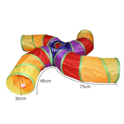 【Petko 官方】彩虹大型貓隧道｜多貓互動伸縮貓通道，加長版大口徑摺疊貓玩具