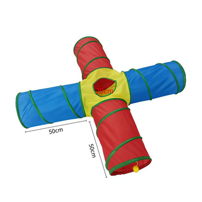 【Petko 官方】彩虹大型貓隧道｜多貓互動伸縮貓通道，加長版大口徑摺疊貓玩具