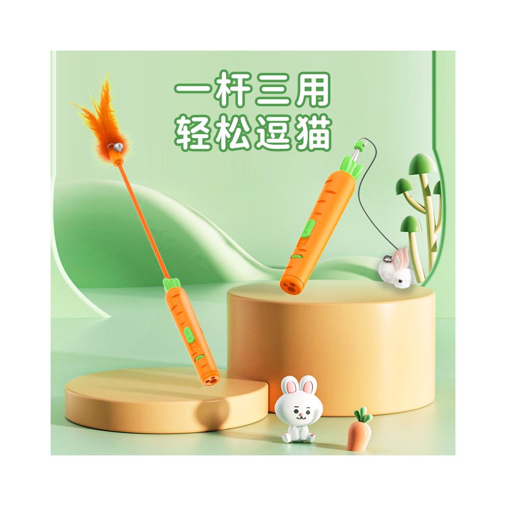 Cat teasing laser pen USB charging cat toy with good quality cat teasing stick rope laser light for cats to consume physical energy image 0