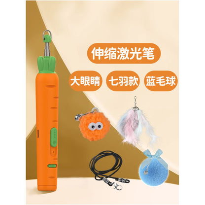 【二合一功能】USB 充電激光逗貓棒｜帶繩激光一體設計、室內貓物理放電神器（貓咪互動自嗨玩具、消耗精力舒壓工具，高品質耐用貓用品）
