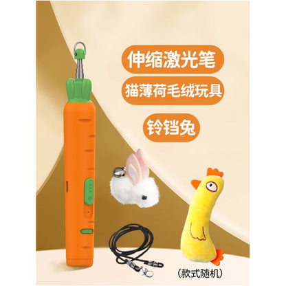 【二合一功能】USB 充電激光逗貓棒｜帶繩激光一體設計、室內貓物理放電神器（貓咪互動自嗨玩具、消耗精力舒壓工具，高品質耐用貓用品）