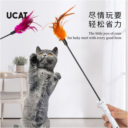 UCAT Cat Toy Laser Teasing Stick Cat Toy USB Laser Feather Self Relaxation Teasing Pen Back image 3