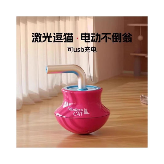 【智能二合一】電動不倒翁激光逗貓器｜自動旋轉激光筆、室內貓咪解悶神器（快速放電消耗精力、舒壓互動貓玩具，高品質貓用品推薦）