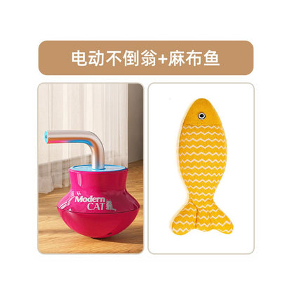 【智能二合一】電動不倒翁激光逗貓器｜自動旋轉激光筆、室內貓咪解悶神器（快速放電消耗精力、舒壓互動貓玩具，高品質貓用品推薦）