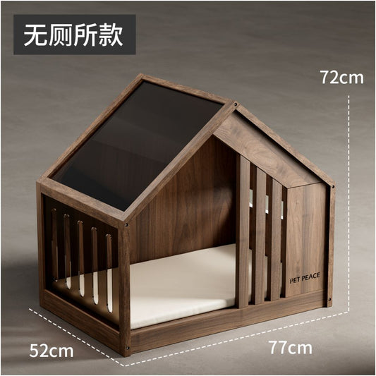 【2026 匠心實木款】四季通用室內寵物別墅｜自帶廁所分區豪華狗屋 - 吉安寵物用品