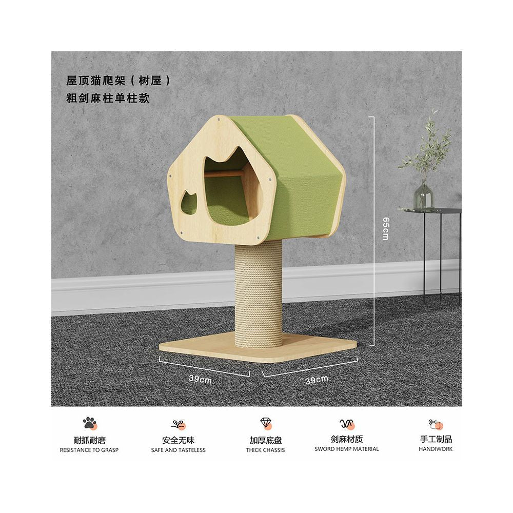 【leiboo 徠本】實木樹屋貓爬架｜豪華一體式大型貓窩貓樹小戶型劍麻抓柱 - 吉安寵物用品