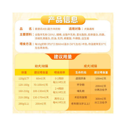 Medsty 4合1犬貓羊奶粉｜幼犬貓斷奶、孕哺期營養與鈣質補充配方 - 吉安寵物用品