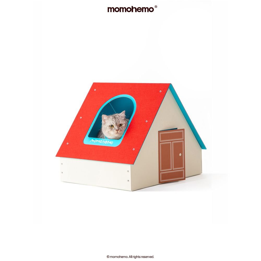【預售限定】Momoemo 紅屋寵物豪宅｜美式露營風開放式貓狗屋 - 吉安寵物用品