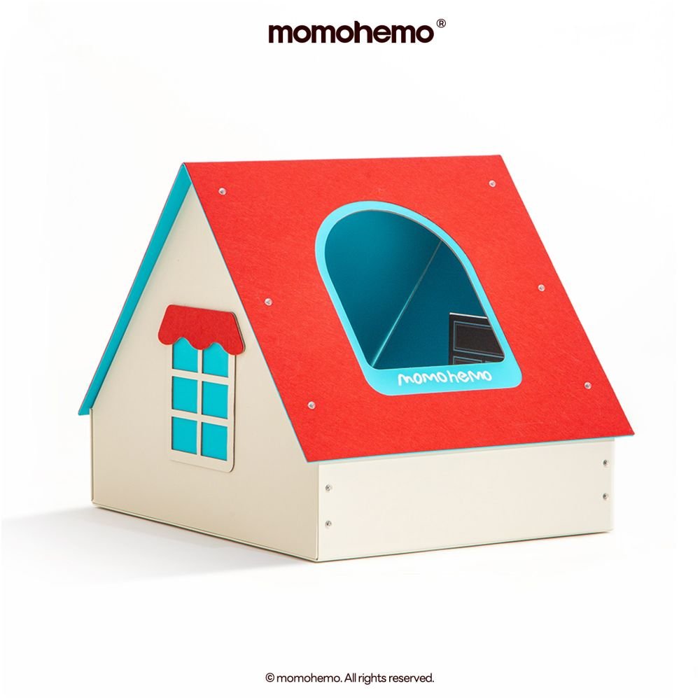 【預售限定】Momoemo 紅屋寵物豪宅｜美式露營風開放式貓狗屋 - 吉安寵物用品