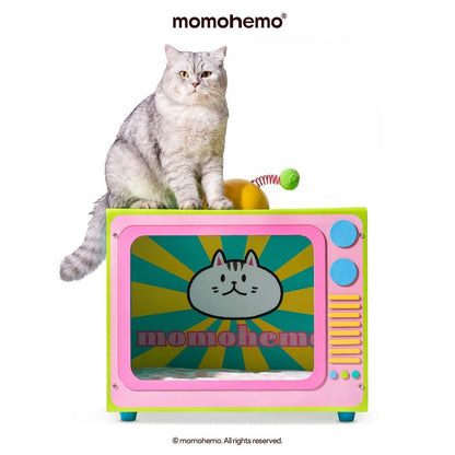 【Momohemo 官方正品】多巴胺電視機貓窩｜復古創意造型貓抓板窩 - 吉安寵物用品