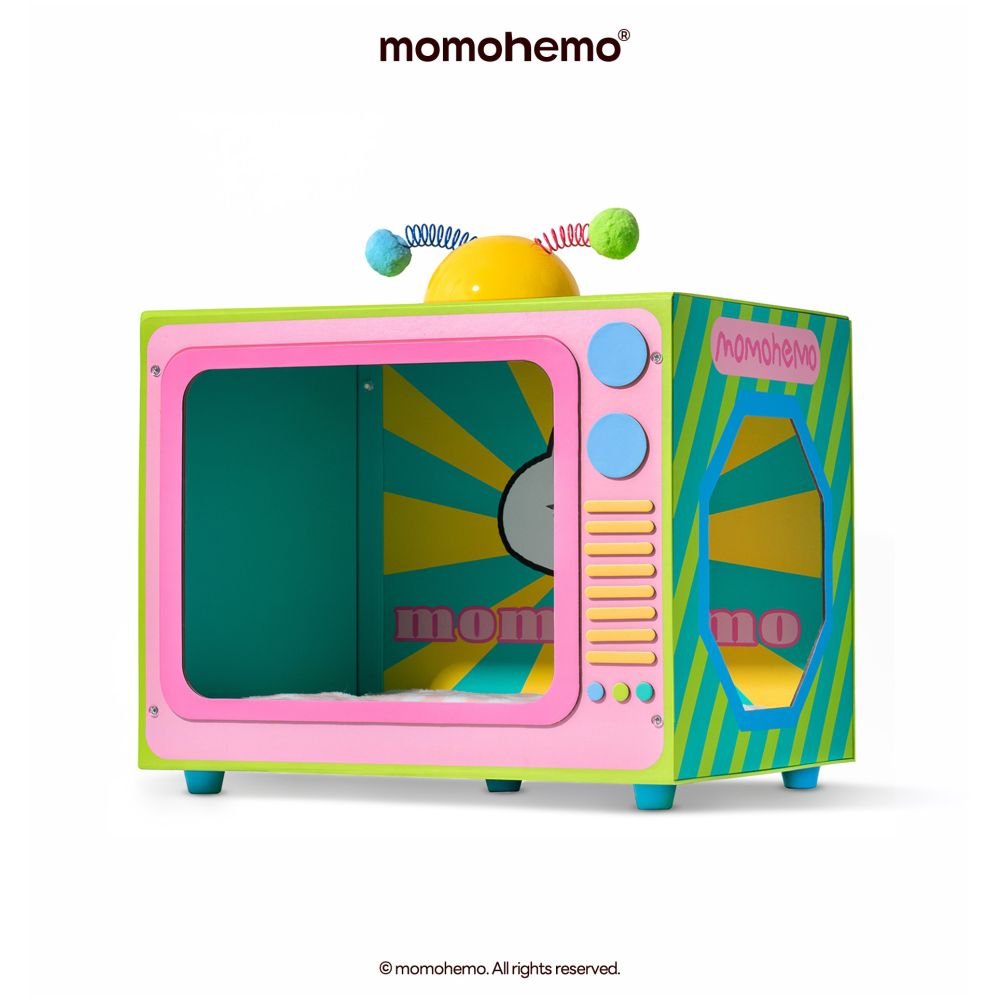 【Momohemo 官方正品】多巴胺電視機貓窩｜復古創意造型貓抓板窩 - 吉安寵物用品