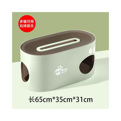 【Peibeile 佩貝樂】雙層貓抓板貓窩｜大尺寸窩爪一體，加厚耐磨不掉屑瓦楞紙，多貓家庭、上下層休閒磨爪玩具 - 吉安宠物用品