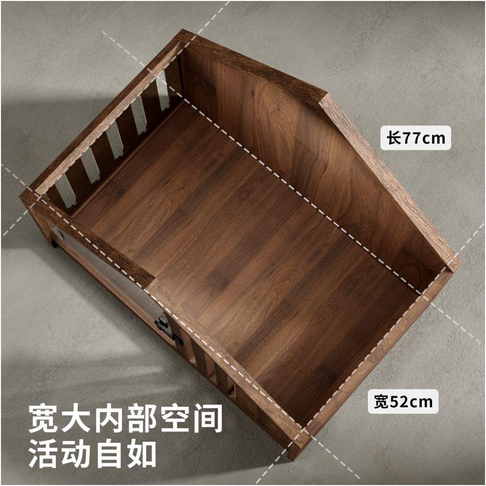 【Petpeace 官方正品】全實木帶廁所寵物別墅｜一體式分區室內狗屋 - 吉安寵物用品