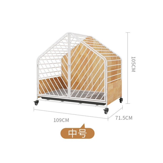 【喵贊 官方旗艦】高階實木帶廁所狗籠｜柴犬/中大型犬專用一房一廳別墅 - 吉安寵物用品