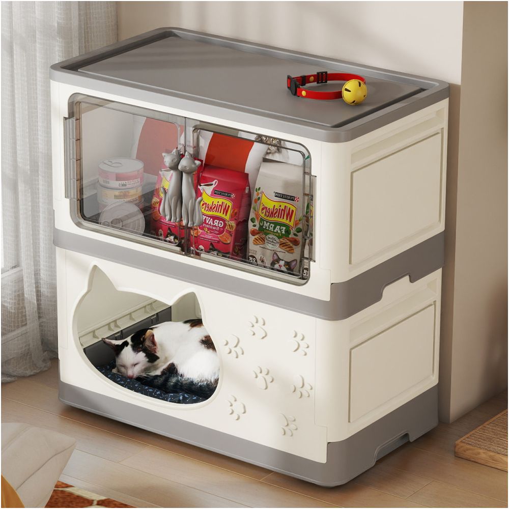 【空間優化大師】多功能寵物收納櫃貓窩｜二合一簡約實木質感貓屋 - 吉安寵物用品