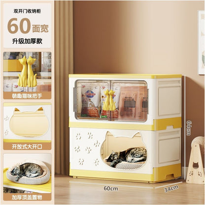 【空間優化大師】多功能寵物收納櫃貓窩｜二合一簡約實木質感貓屋 - 吉安寵物用品