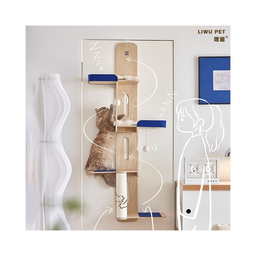 掛門式小戶型貓爬架｜不佔地貓窩貓跳台頂天立地一體式貓玩具 - 吉安寵物用品