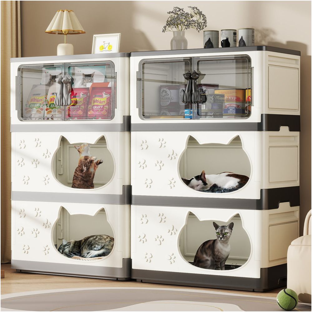 【空間優化大師】多功能寵物收納櫃貓窩｜二合一簡約實木質感貓屋 - 吉安寵物用品