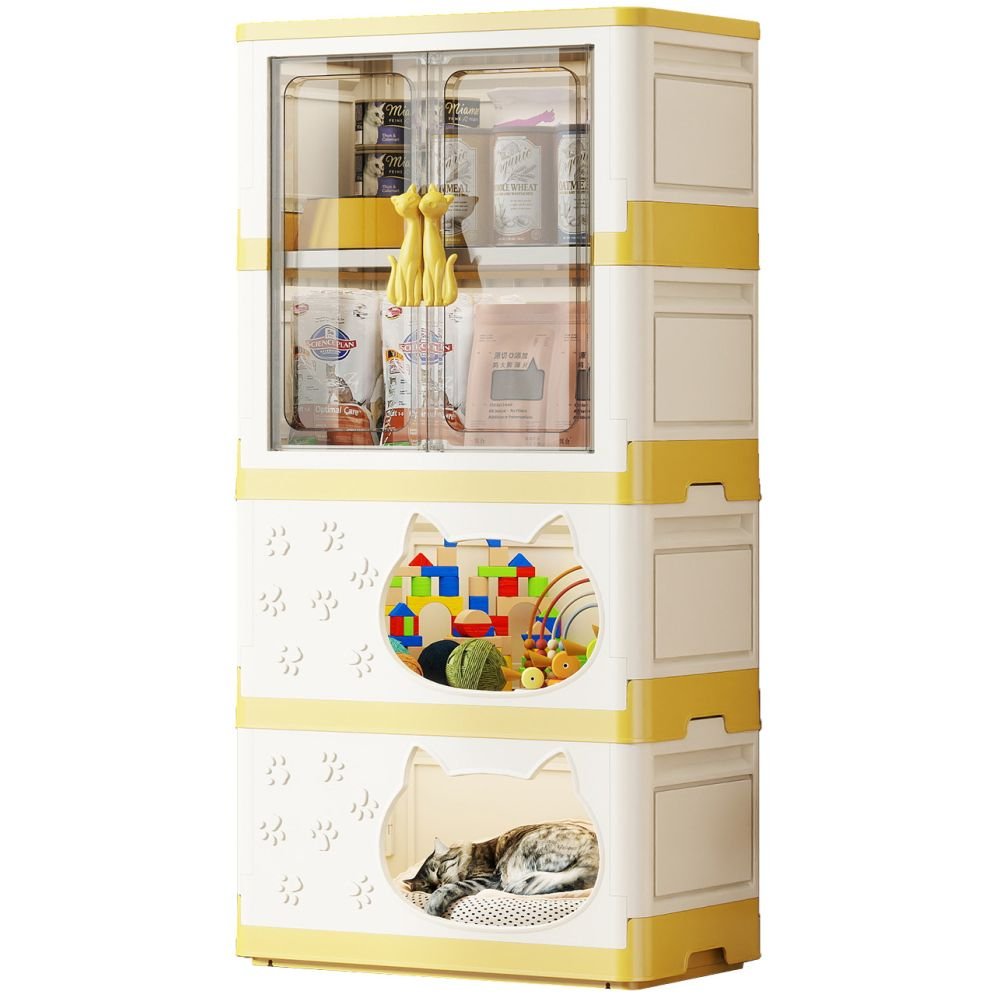 【空間優化大師】多功能寵物收納櫃貓窩｜二合一簡約實木質感貓屋 - 吉安寵物用品