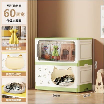 【空間優化大師】多功能寵物收納櫃貓窩｜二合一簡約實木質感貓屋 - 吉安寵物用品