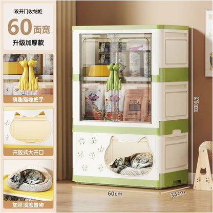 【空間優化大師】多功能寵物收納櫃貓窩｜二合一簡約實木質感貓屋 - 吉安寵物用品