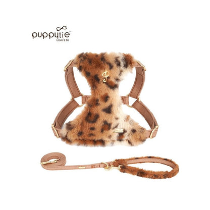 【Puppytie 官方正品】法式時髦豹紋胸背帶｜雪納瑞/泰迪小型犬專用牽引組 - 吉安寵物用品