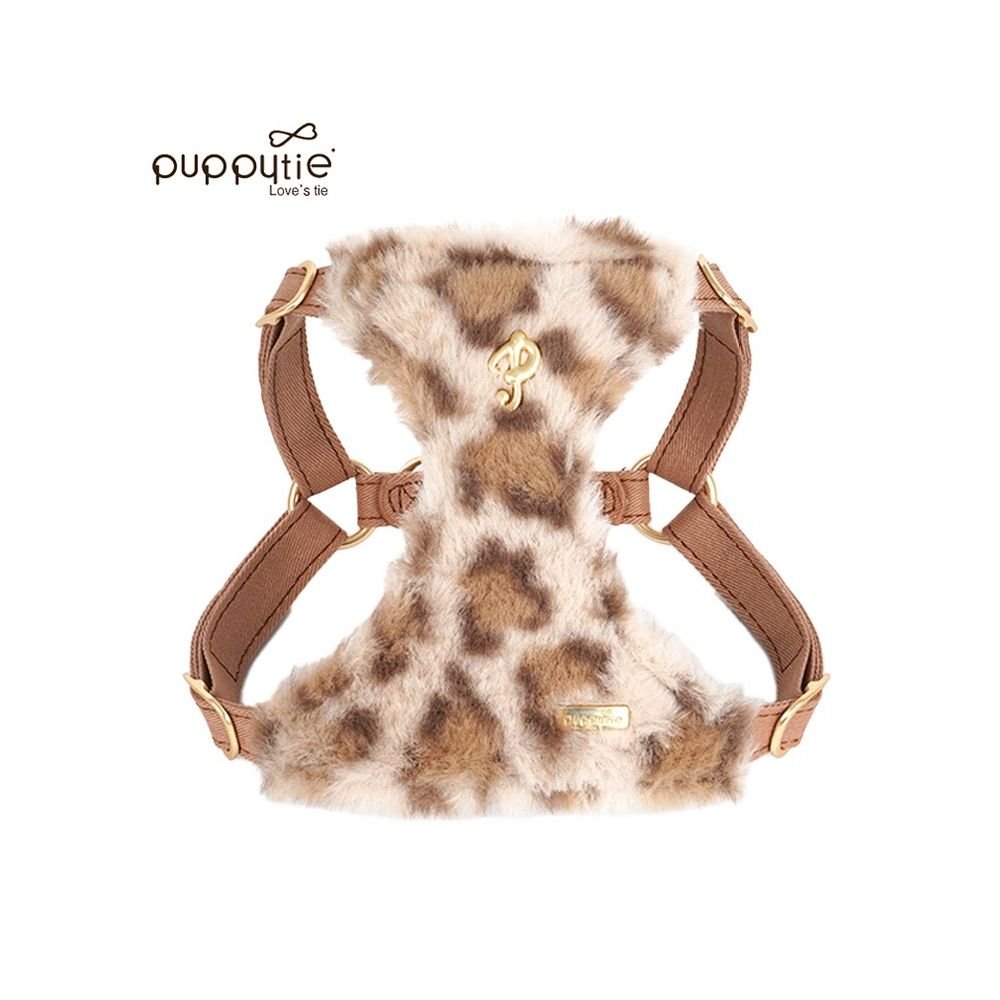 【Puppytie 官方正品】法式時髦豹紋胸背帶｜雪納瑞/泰迪小型犬專用牽引組 - 吉安寵物用品