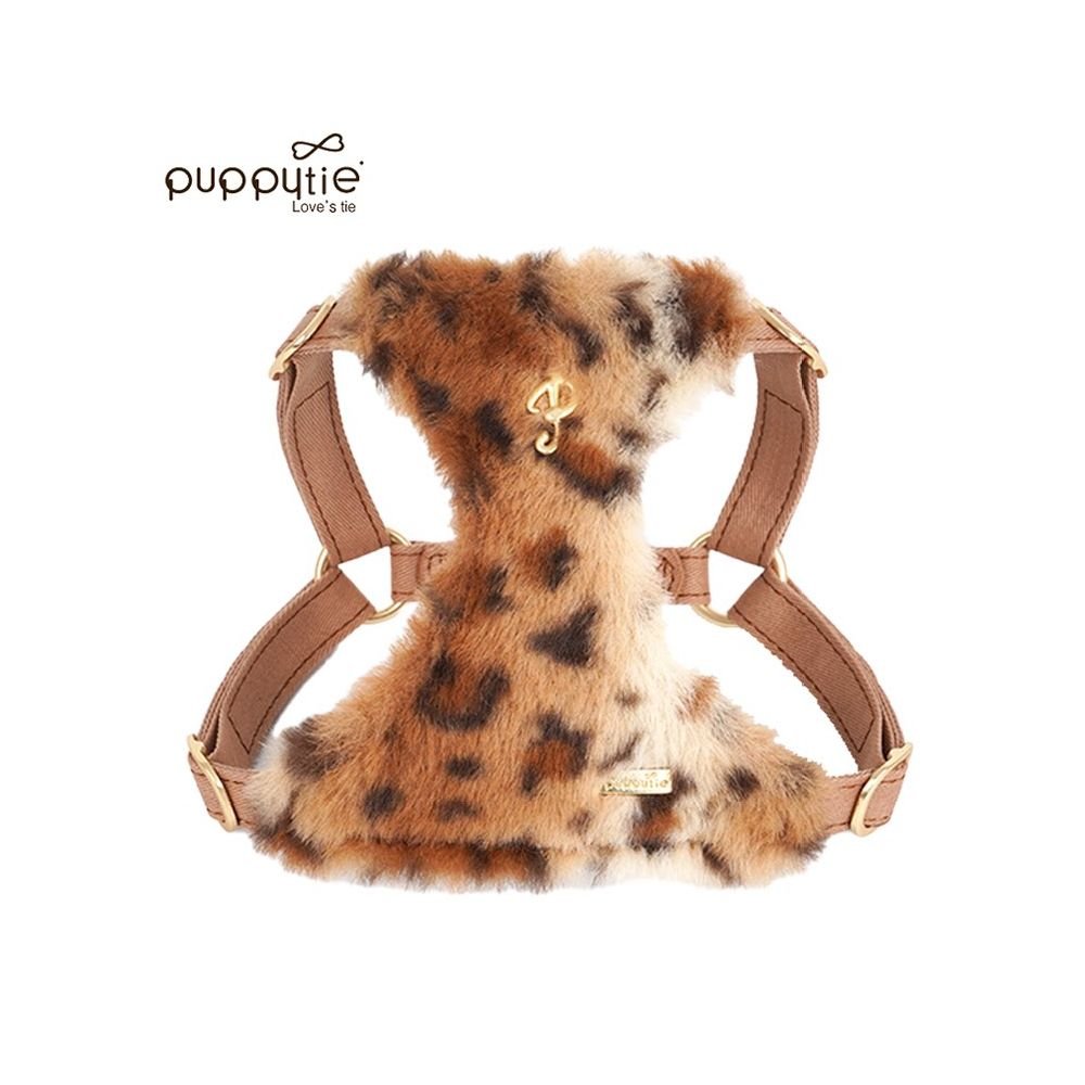 【Puppytie 官方正品】法式時髦豹紋胸背帶｜雪納瑞/泰迪小型犬專用牽引組 - 吉安寵物用品