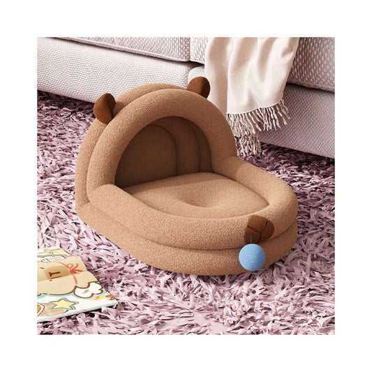 Strawberry Panda Den Thickened Winter Cat Sleeping Bed Warm in Winter Semi Enclosed Cat House Autumn Dog Bed Suitable for All Seasons - 吉安宠物用品